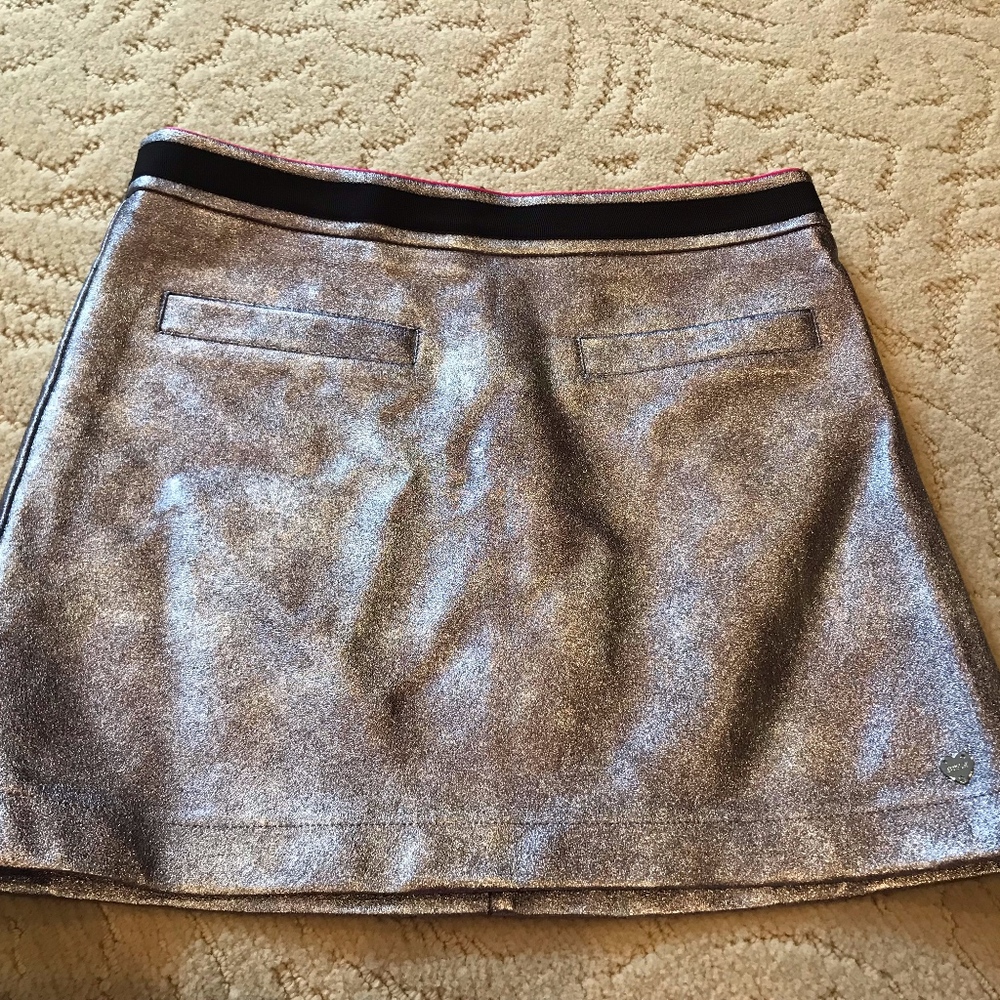 GIRLS SILVERFAUX LEATHER SKIRT SZ 14